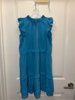 Joy Joy Teal Ruffle Neck Blouse